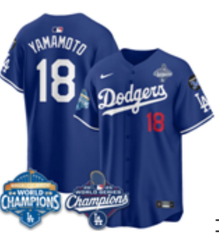 Men 2026 Nike Los Angeles Dodgers #18 Yamamoto Blue Game MLB Jersey 06
